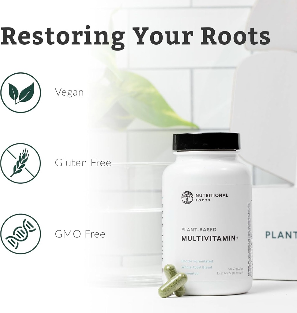 Nutritional Roots Multivitamin+, Award-Winning Plant-Based (Vegan) Multivitamin, Organic Vegetables & Herbs, Fermented Vitamins, Probiotics, Doctor's Choice, 45 Servings 5