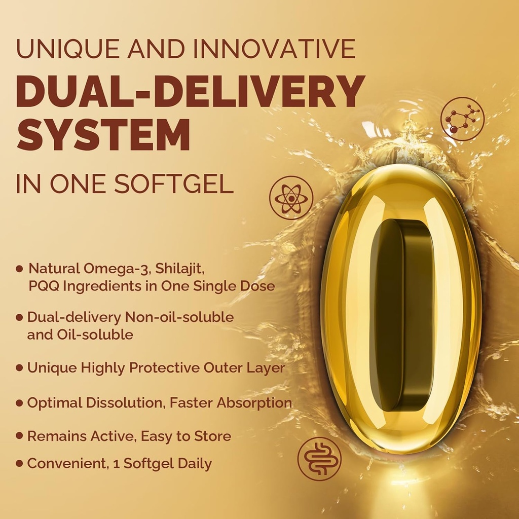 Ubiquinol CoQ10 600 MG Softgels with Omega-3 & Shilajit & PQQ, Advanced Dual-Delivery Coenzyme-Q10, Active CoQ10 Ubiquinol Supplement for Fertility, Antioxidant, Heart, Brain & Energy, 360 Servings 4