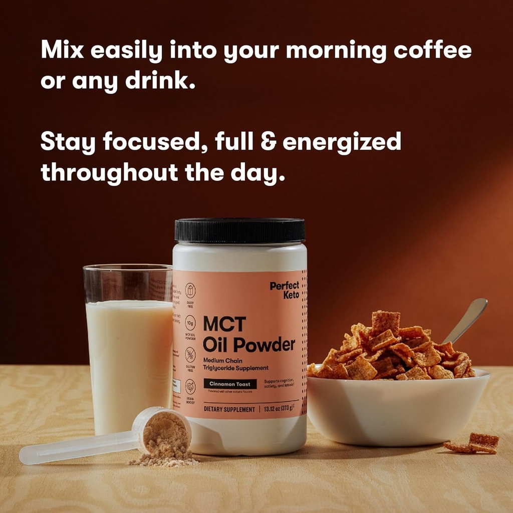 Perfect Keto 7g MCT Oil Powder, Medium Chain Triglycerides Supplement, Non Dairy Coffee Creamer for Keto Diet, Ketogenic MCT Oil Mix for Coffee, Smoothie, Protein Shakes, Cinnamon Toast, 30 Servings 5