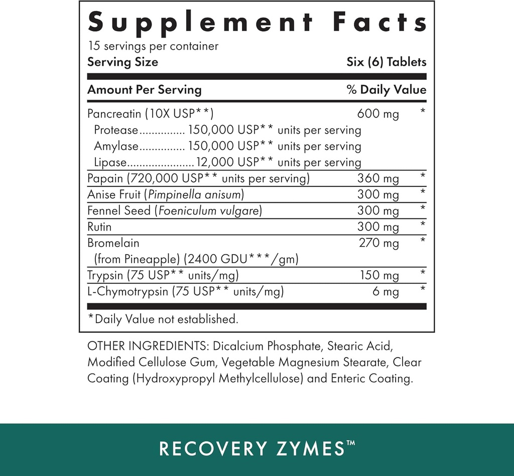 MICHAEL'S Health Naturopathic Programs Recovery Zymes - 90 Enteric Coated pH Stable Tablets - Proteolytic Enzyme Supplement - Supports Natural Inflammatory Response - 15 Servings 3