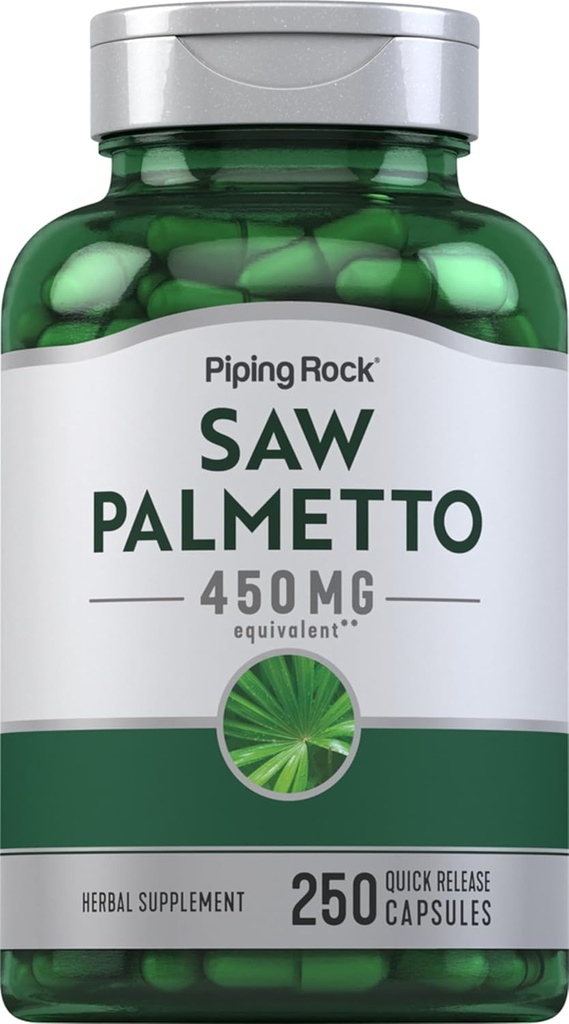 Piping Rock Saw Palmetto for Men and Women | 450 mg | 250 Capsules | Herb Extract Supplement | Serenoa Repens | Non-GMO, Gluten Free 2