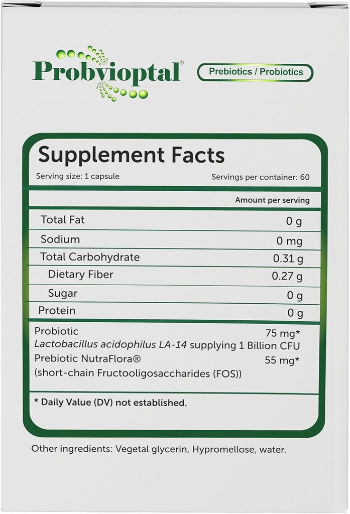Probvioptal, 60 Capsules, Probiotics & Prebiotics, Duocap, 1 Billion CFU, Gluten Free 4