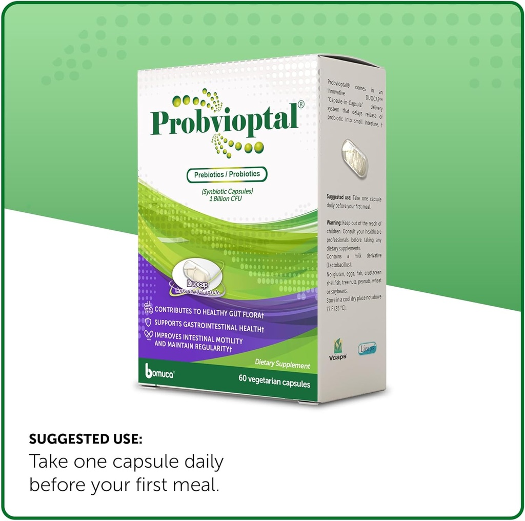 Probvioptal, 60 Capsules, Probiotics & Prebiotics, Duocap, 1 Billion CFU, Gluten Free 5