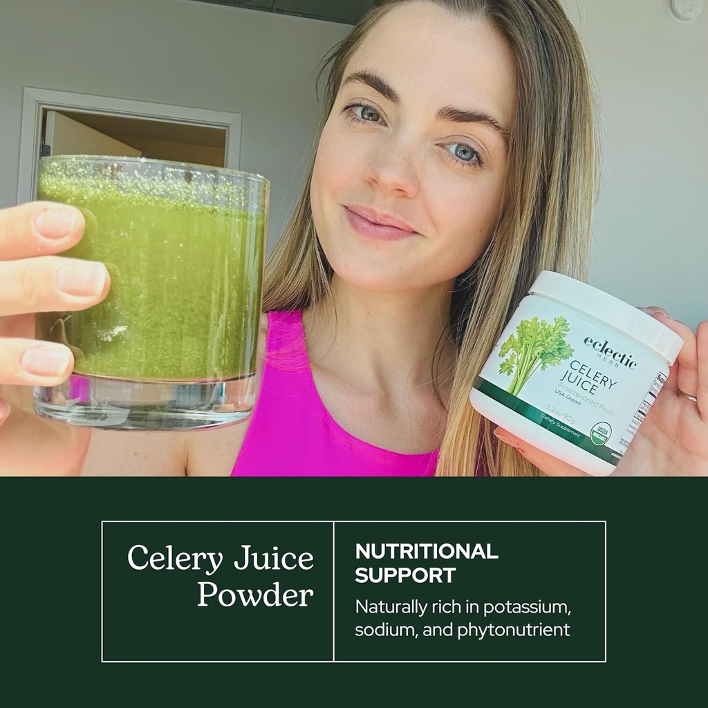Eclectic Herb - Celery Juice Powder | Nutritional Supplement | Hydration + Wellness Support, Vitamins + Minerals | Freeze Dried, USDA Organic, Non-GMO, Vegan (3.2 oz | 90 g) 4