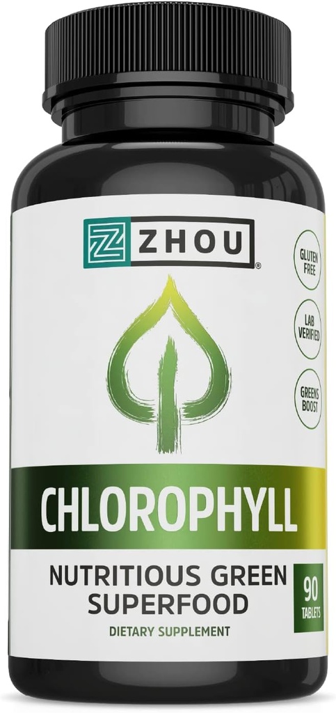 Zhou Chlorophyll Tablets - Chlorophyll Pill Supplement for Women and Men, Health and Wellness Support, Daily Super Greens with Natural Vitamins and Minerals - 90 Tablets 2