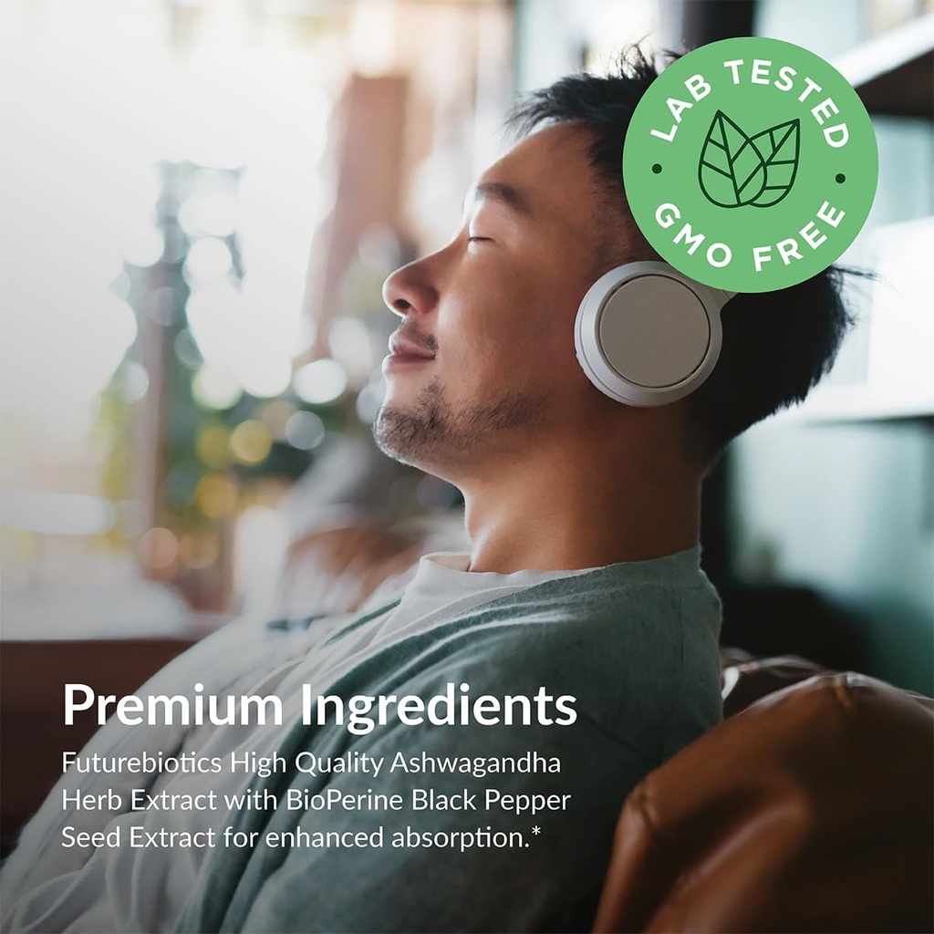 Futurebiotics Ashwagandha Extra Strength Stress & Mood Support with BioPerine - Non GMO Formula, 200 Vegetarian Capsules 5