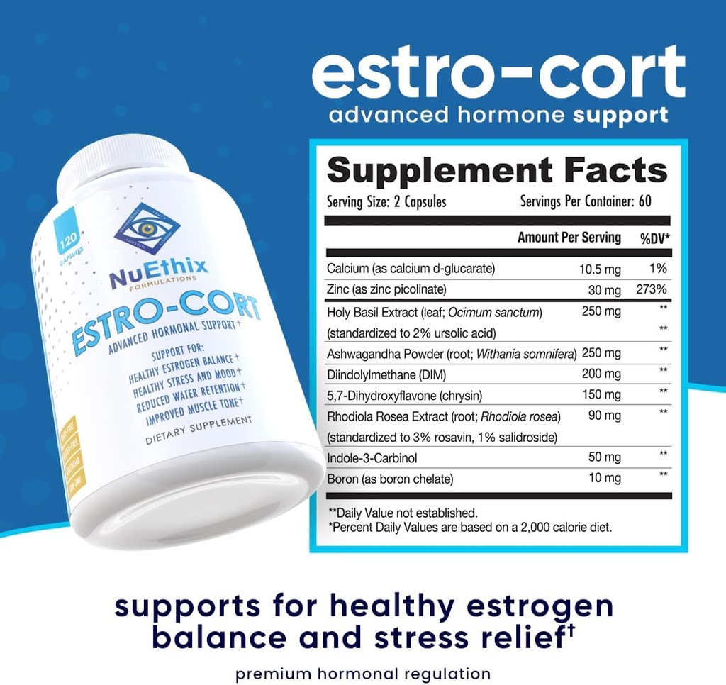 NuEthix Formulations Estro-Cort Anti-Estrogen Nutritional Support Dietary Supplement, 120 Capsules 4