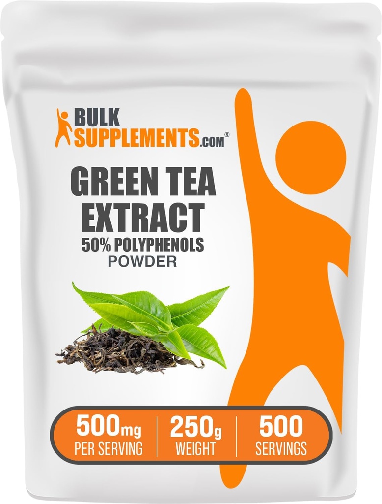 BulkSupplements.comgreen Tea Extract Powder - 50% Polyphenols Supplement, EGCG Supplements - Gluten Free, 500mg per Serving, 250g (8.8 oz) (Pack of 1) 2