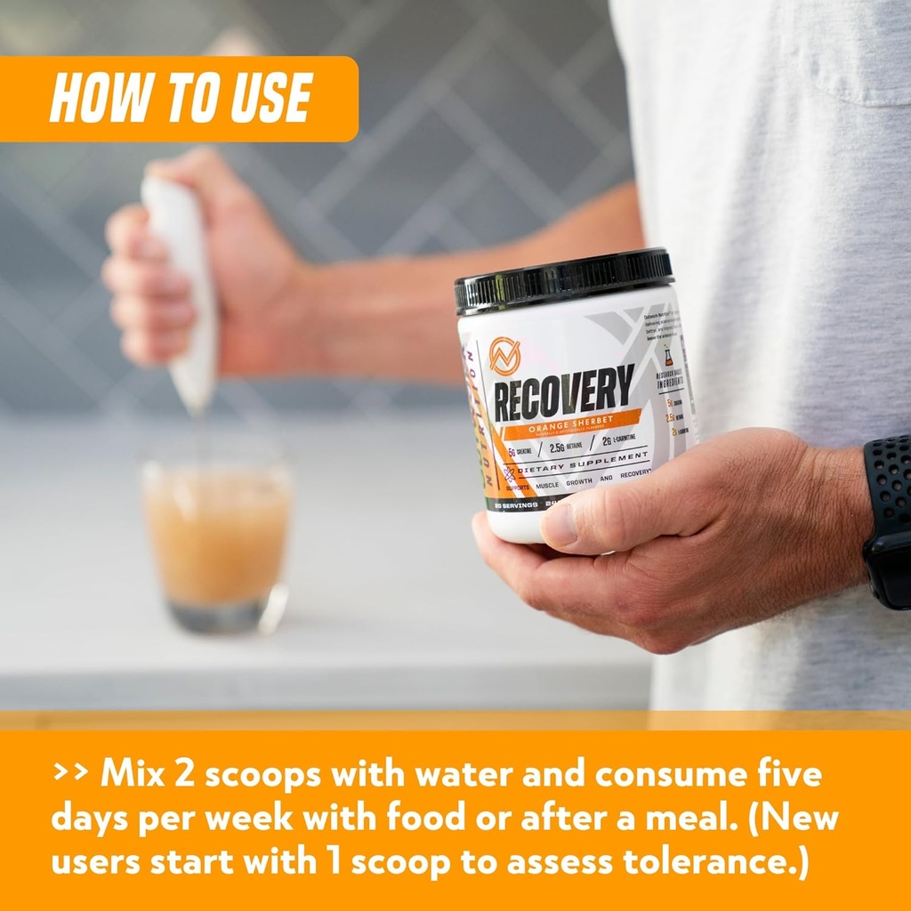 Outwork Nutrition Post Workout Recovery Powder - Creatine Monohydrate, KSM-66 Ashwagandha & Tart Cherry - Speeds Recovery, Eases Soreness - Creatine Powder for Men & Women, Orange Sherbet, 230 Gr 6