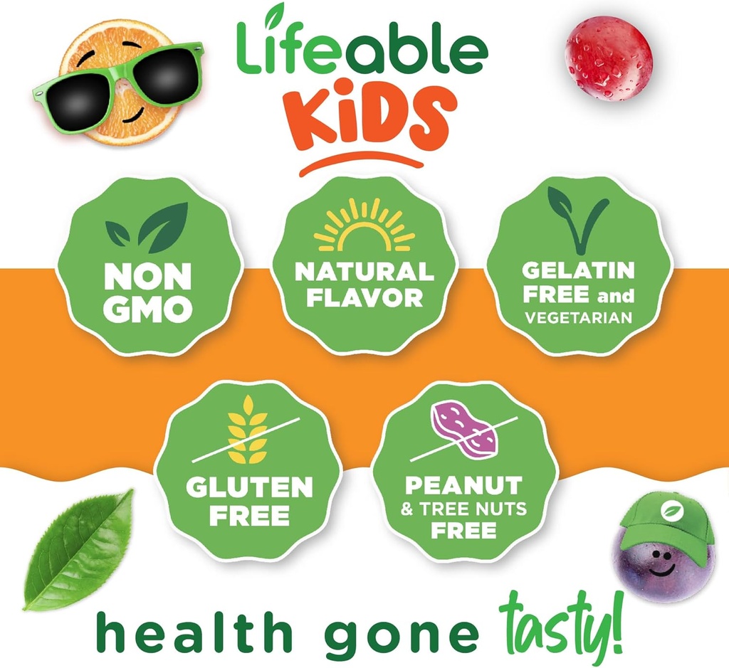 Lifeable Prebiotic Fiber Gummies for Kids | Kids Fiber Gummies 5g | Great Tasting Fiber Supplements for Kids | Prebiotic Gummies for Digestive Health | Fiber Gummy for Kids, Children | 90 Gummies 5