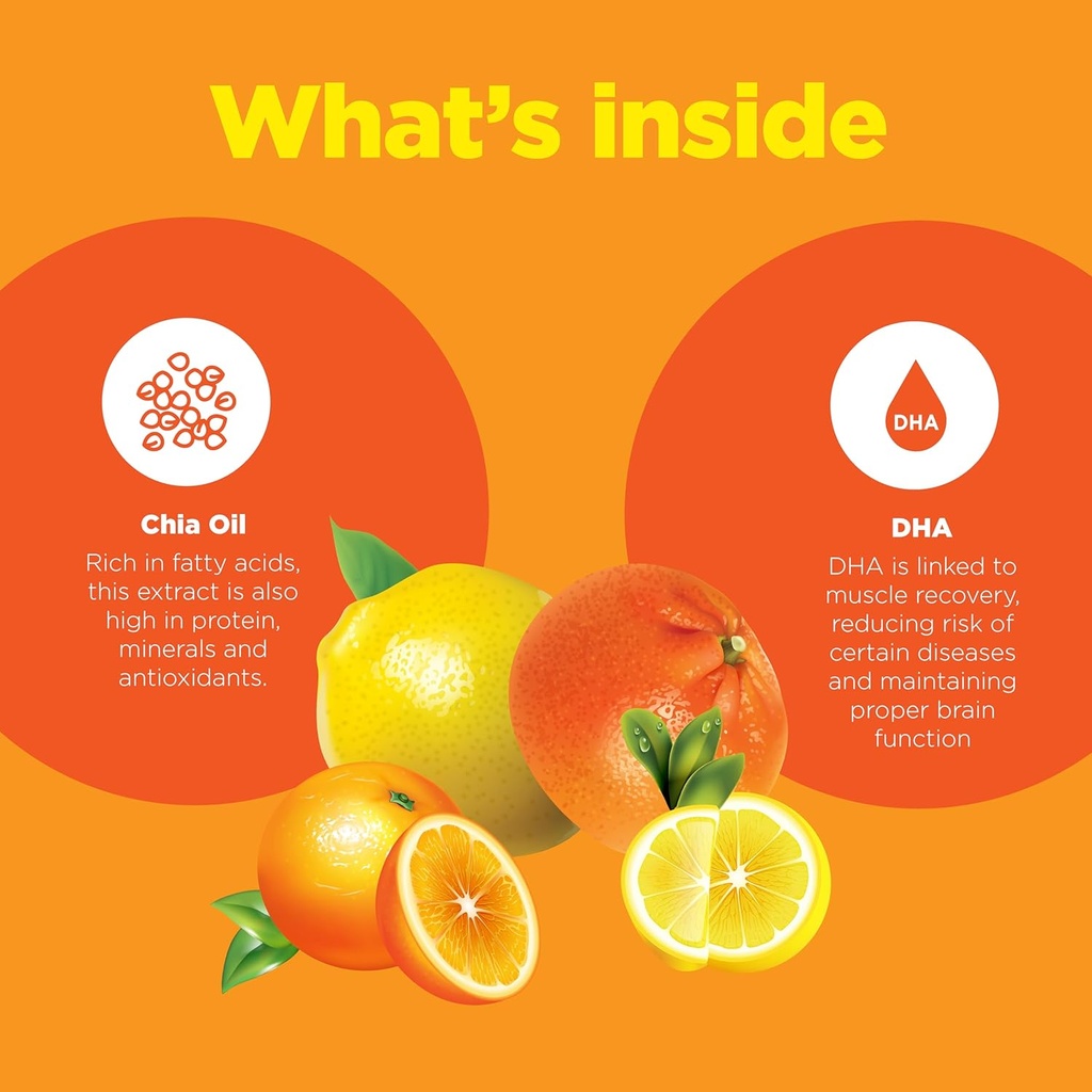 DHA Omega 3 Gummies for Adults - Delicious Chia Seed for Brain Omega 3 6 9 Supplement for Inflammation, Energy & Insulin - Vegetarian Essential Fatty Acid Supplements for Immune Support - 60 Chews 6