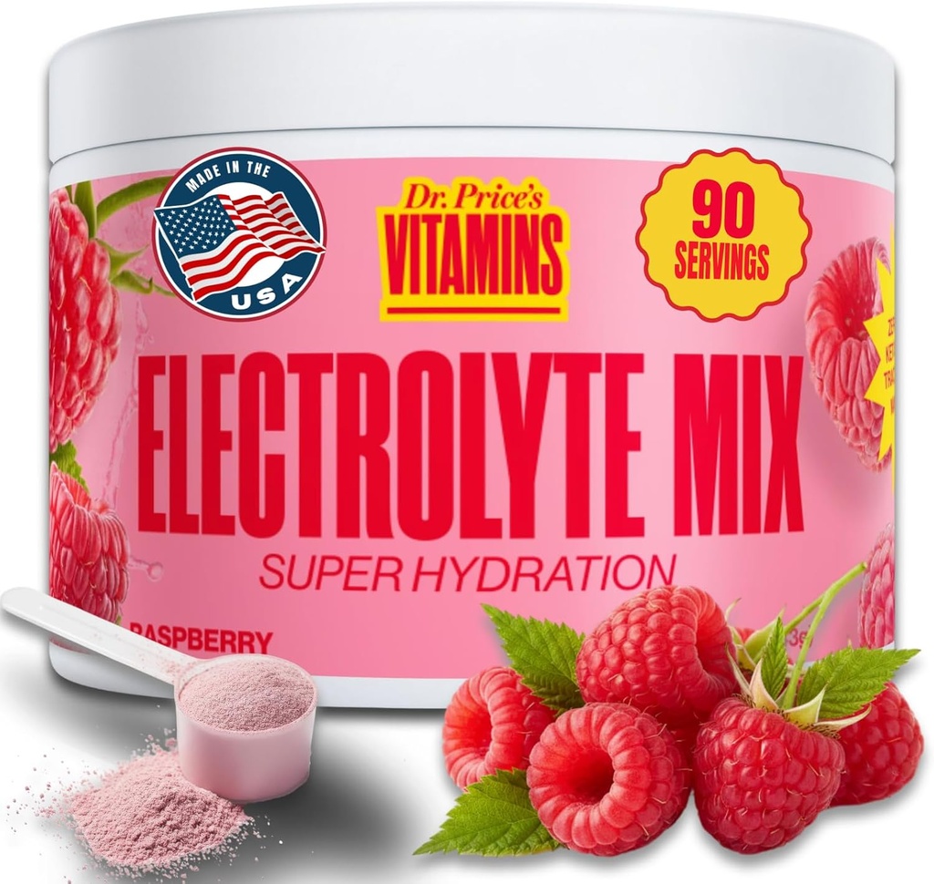 Dr. Price’s Electrolyte Mix | Sugar-Free Hydration Powder with 72+ Trace Minerals | No Sugar, Fast-Dissolving Electrolytes Powder Packets | Raspberry, 90 Servings 2