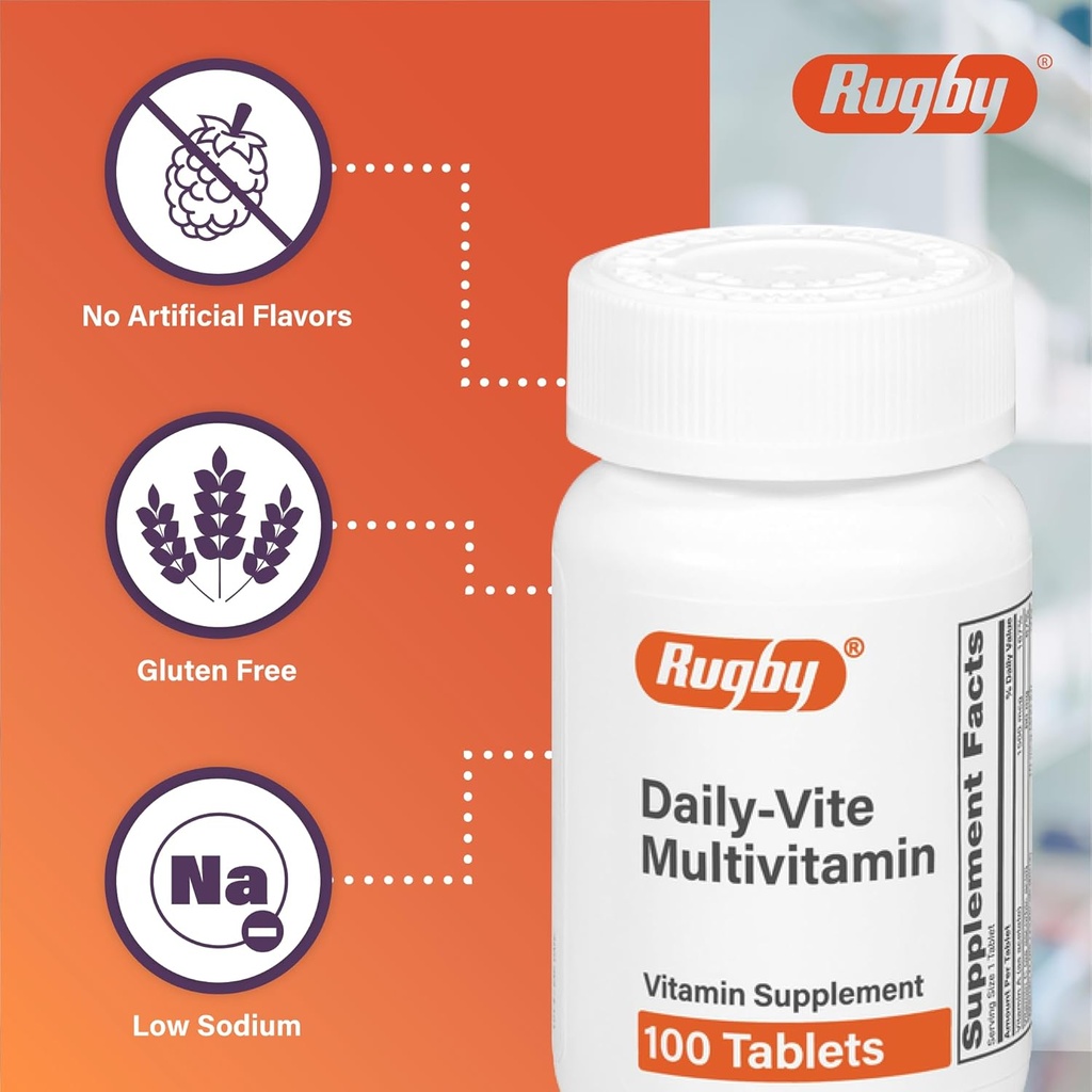 Rugby Daily-Vite Multivitamin - Daily Vitamin Supplement - 100 Tablets (2 Pack) 3