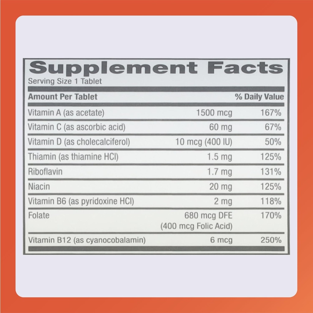 Rugby Daily-Vite Multivitamin - Daily Vitamin Supplement - 100 Tablets (2 Pack) 5