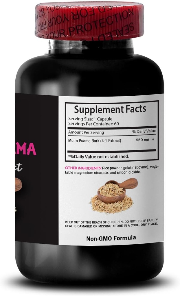 Mindful Performance - MUIRA PUAMA BARK EXTRACT - Active Mindset Support, Plant-Based Revive, Herbal Awakening, Botanical Drive, Energy Synergy Formula, Sustainable Energy 1 Bottle 60 Capsules 5
