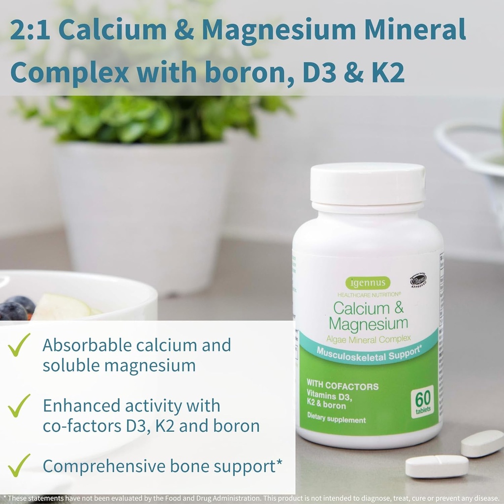 Algae Calcium & Magnesium Complex + High Absorption Curcumin C3 Complex, Vegan Bundle for Bones, Joints & Recovery from Exercise, by Igennus 3
