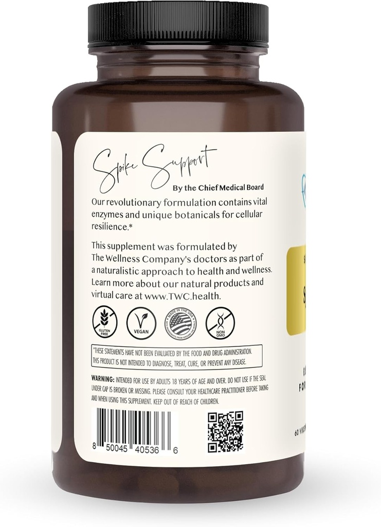 The Wellness Company Spike Support - Detox, Immune Health, Blood Flow, Anti-Clotting - Nattokinase, Dandelion Root, & Black Sativa | 60ct (1 Month Supply) 3