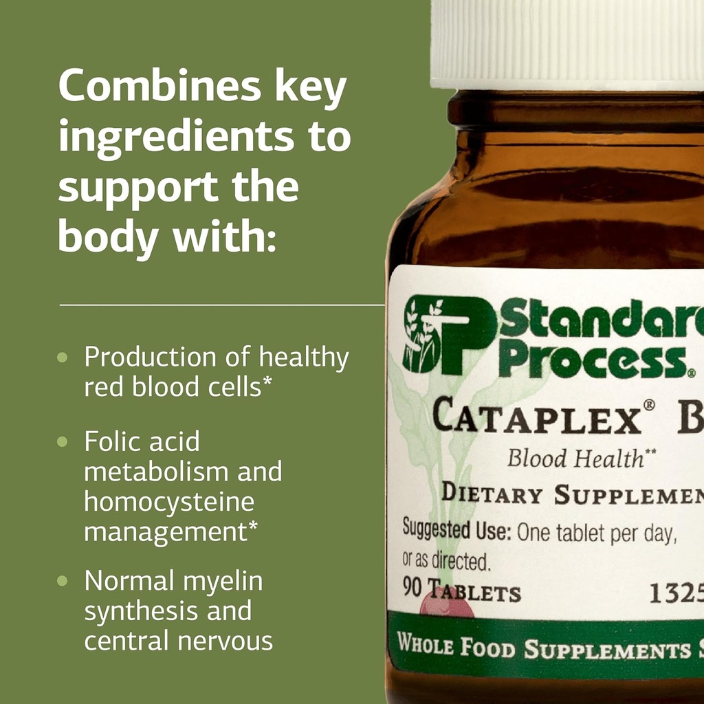 Standard Process Cataplex B12 - Vitamin B12 Supplement for Blood Health Support & Nervous System Function - B12 Vitamin Supplement for Well-Being - Gluten-Free, Non-Dairy & Non-Soy - 90 Tablets 5