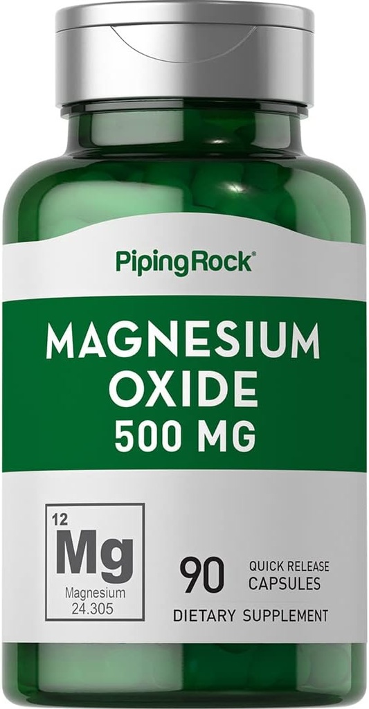 Piping Rock Magnesium Oxide 500mg Capsules | 90 Count | Non-GMO, Gluten Free Supplement 2