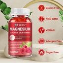 Magnesium Gummies 600mg per Serving-Magnesium Glycinate 400mg and Magnesium Malate 200mg,Sugar Free Magnesium Potassium Supplement for Calm Mood, Muscle, Bone & Energy Support,120 Raspberry Gummies 4