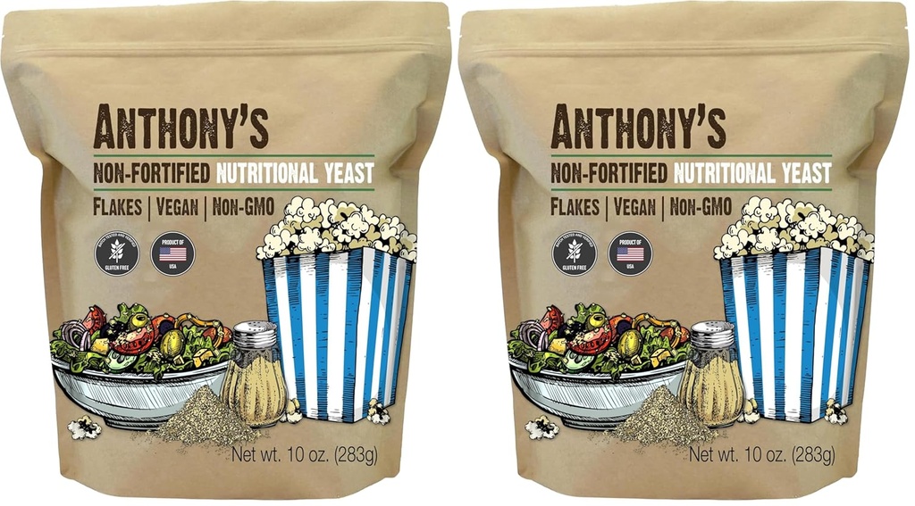 Anthony's Premium Nutritional Yeast Flakes, 10 oz, Non Fortified, Batch Tested Gluten Free, Non GMO 6