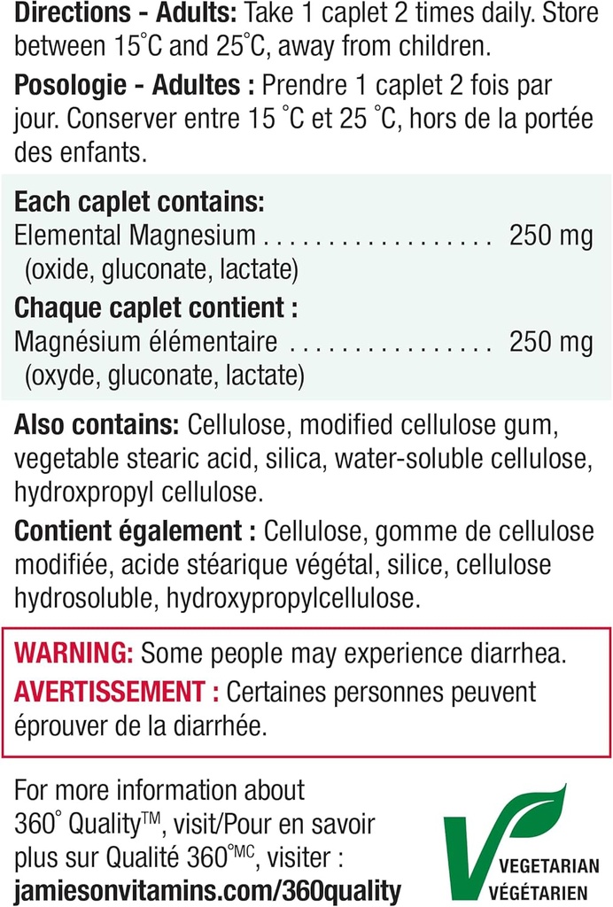 Jamieson Magnesium 250 mg, 150 caplets Value Size 6