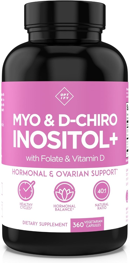 Optify Inositol Supplement for Women – 90-Day Supply – Myo-Inositol and D-Chiro Inositol with Folate and Vitamin D – 40:1 Ratio – Hormone Balance & Ovarian Support - 360 Capsules 2