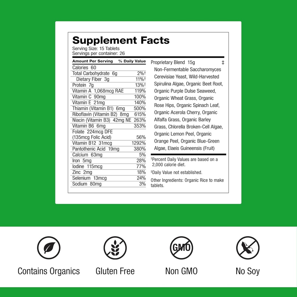 Dr. Schulze's SuperFood Plus | Vitamin & Mineral Herbal Concentrate | Daily Nutrition & Increased Energy | Gluten-Free & Non-GMO | Vegan | 390 Tabs | Packaging May Vary 3