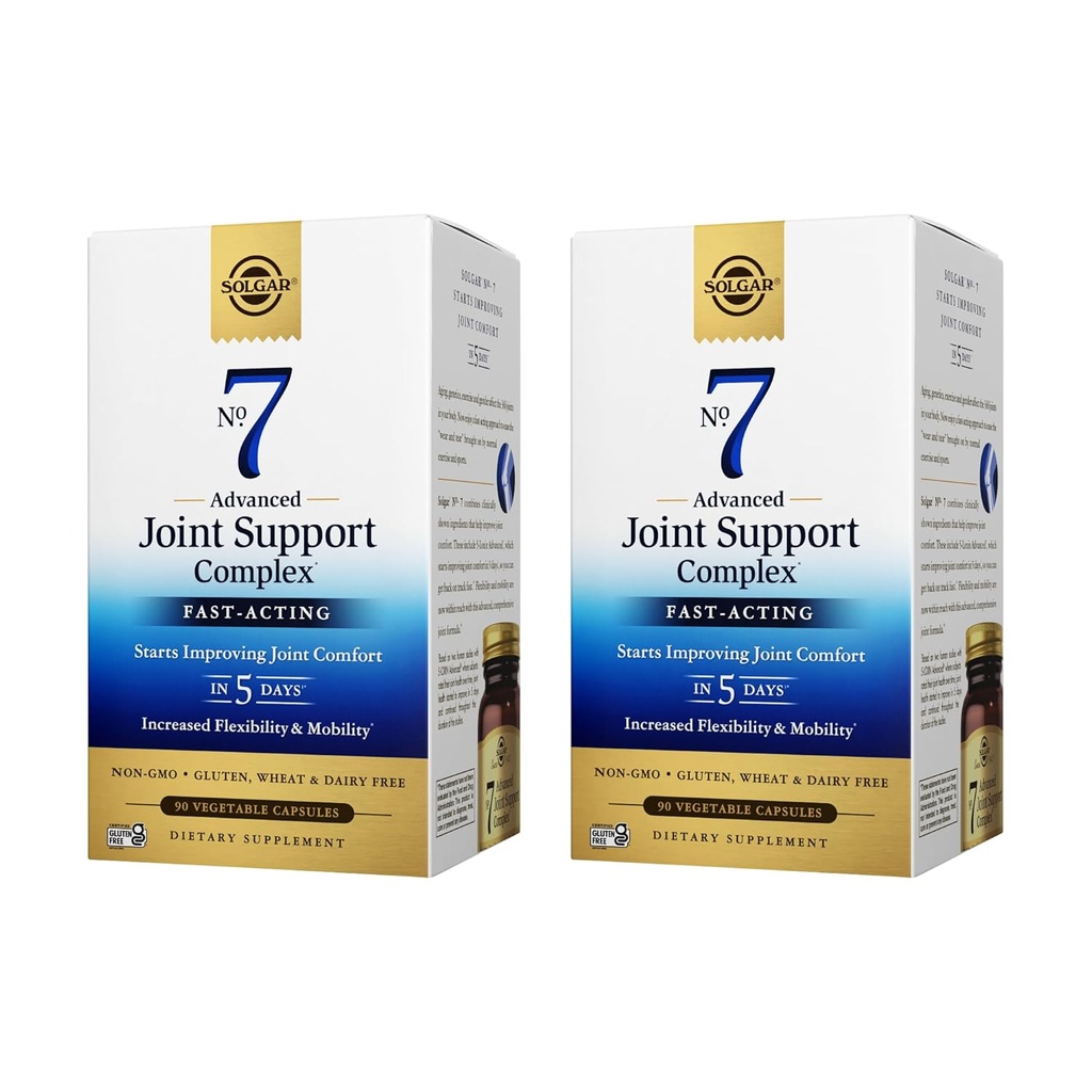 Solgar No. 7 Advanced Joint Support Complex - 90 Vegetable Capsules, Pack of 2 - Fast-Acting Formula - Non-GMO, Gluten Free, Dairy Free - 180 Total Servings 2