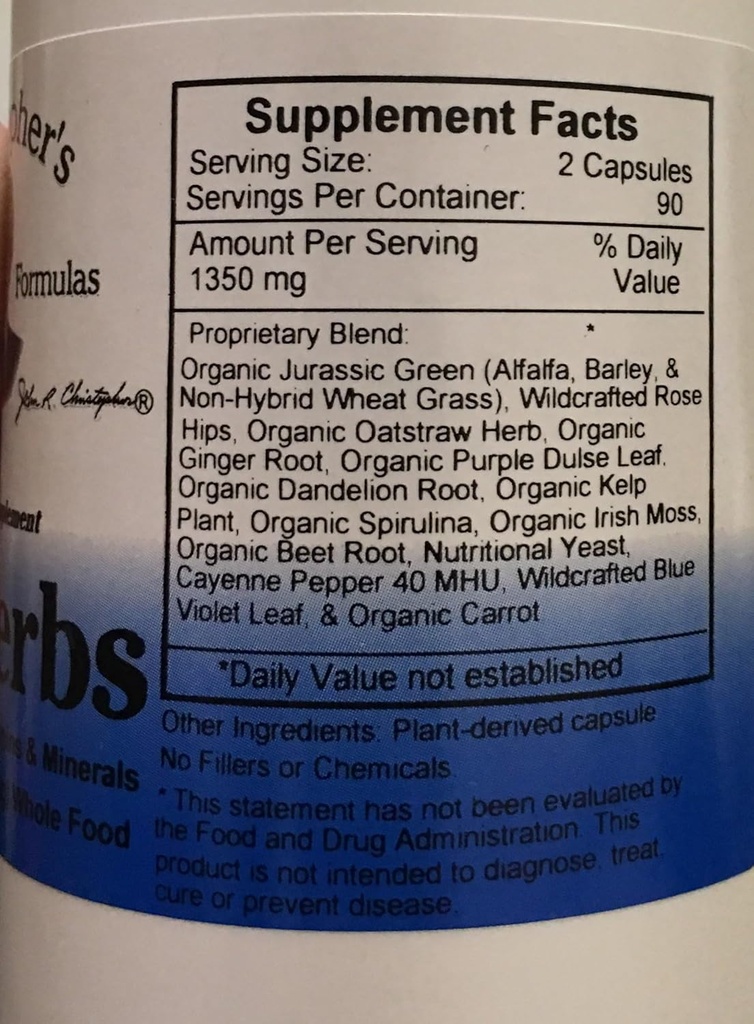 Christopher's Original Formulas Vitalerbs, Nutrient-Rich Herbal Supplement, 180 Veg Caps 4