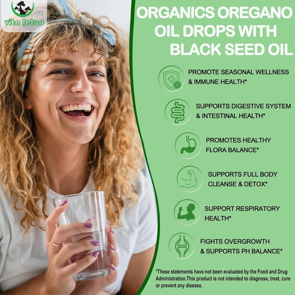Organic Oil of Oregano with Black Seed Oil, Oregano Oil Liquid Drops w/Garlic Olive Leaf Elderberry for Immune,Digestive Support & Antioxidant,Seasonal Support Supplement for Women Men 4