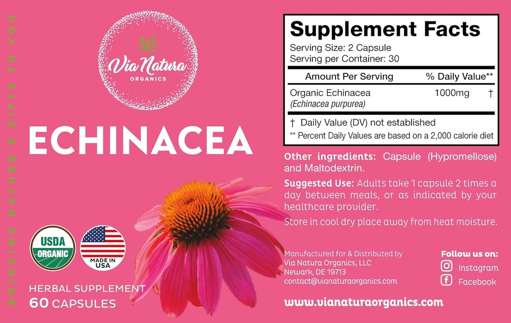 Echinacea Supplement | Natural & Organic | 60 Capsules 3
