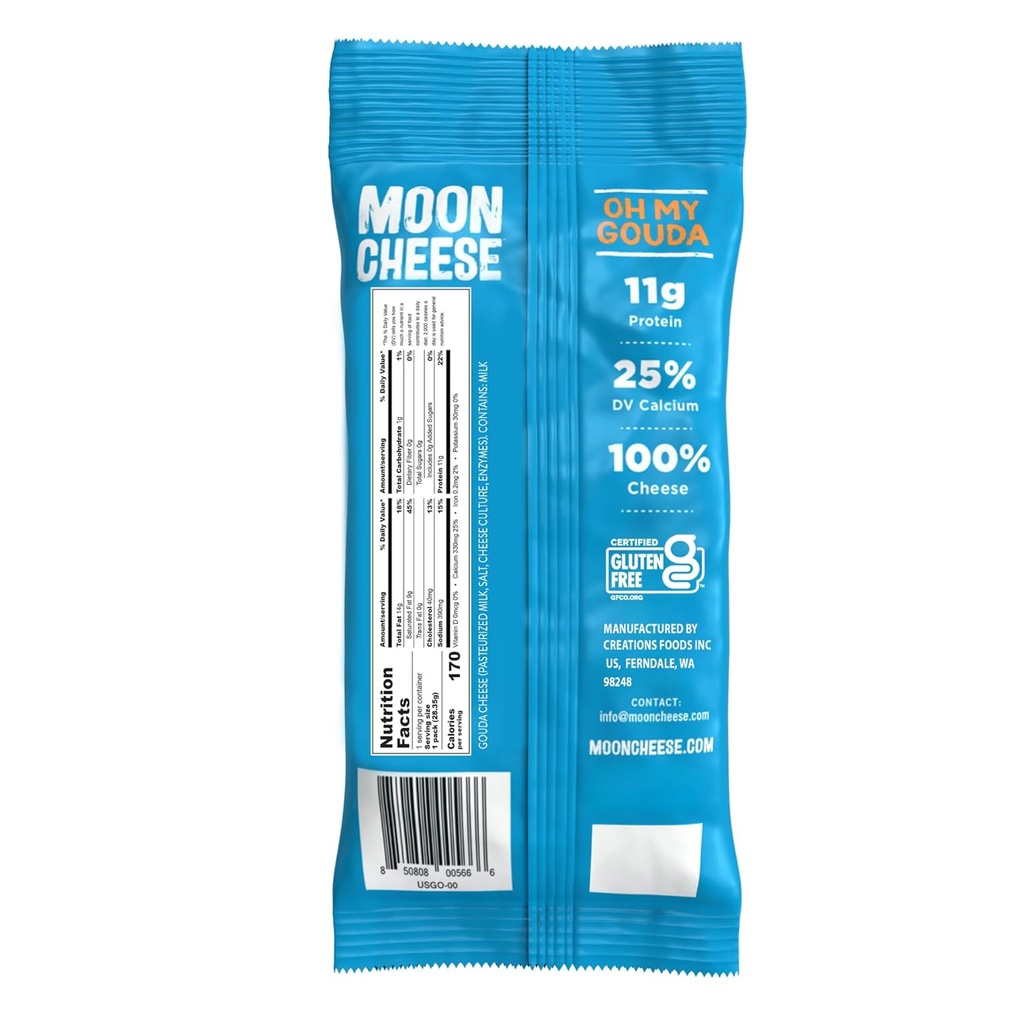 Moon Cheese Oh My Gouda Cheese Bites, 1 Ounce, 12-Pack, Crunchy, Packed With Protein & Calcium, Keto, Gluten Free 6