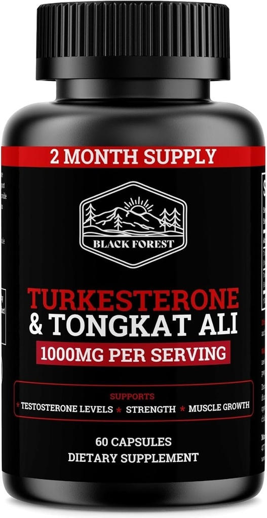 Black Forest Turkesterone Tongkat Ali Supplement 1000mg per Serving (Max Purity 95%) Turkesterone Supplement for Men (Tongkat Ali for Men Longjack 200:1) Similar to Tongkat Ali Fadogia Agrestis 2