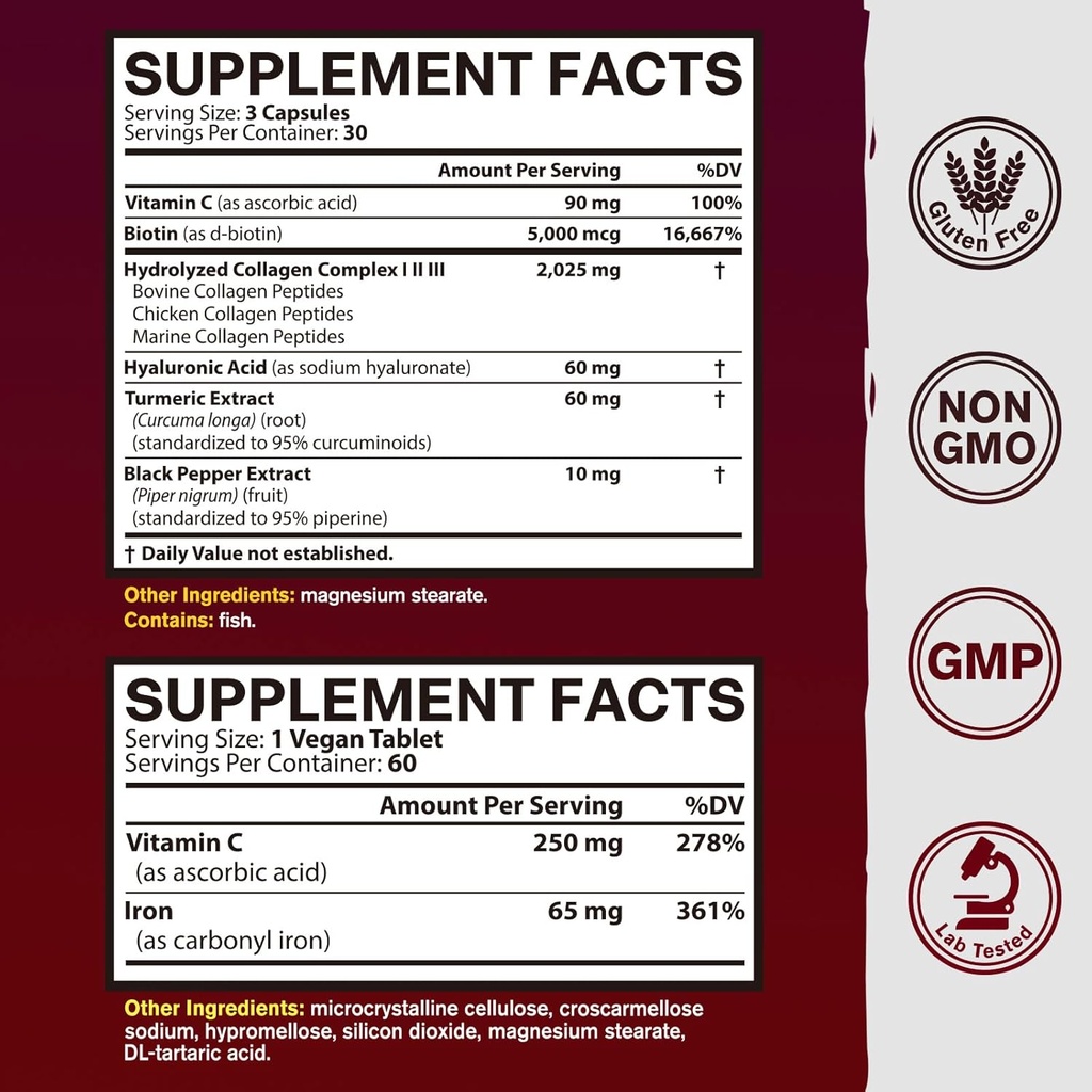 Collagen Peptides and Iron Bundle, 2025 MG Collagen, Zero Sugar, 65 MG Elemental Iron, Carbonyl Iron with Vitamin C, Gentle on The Stomach 3