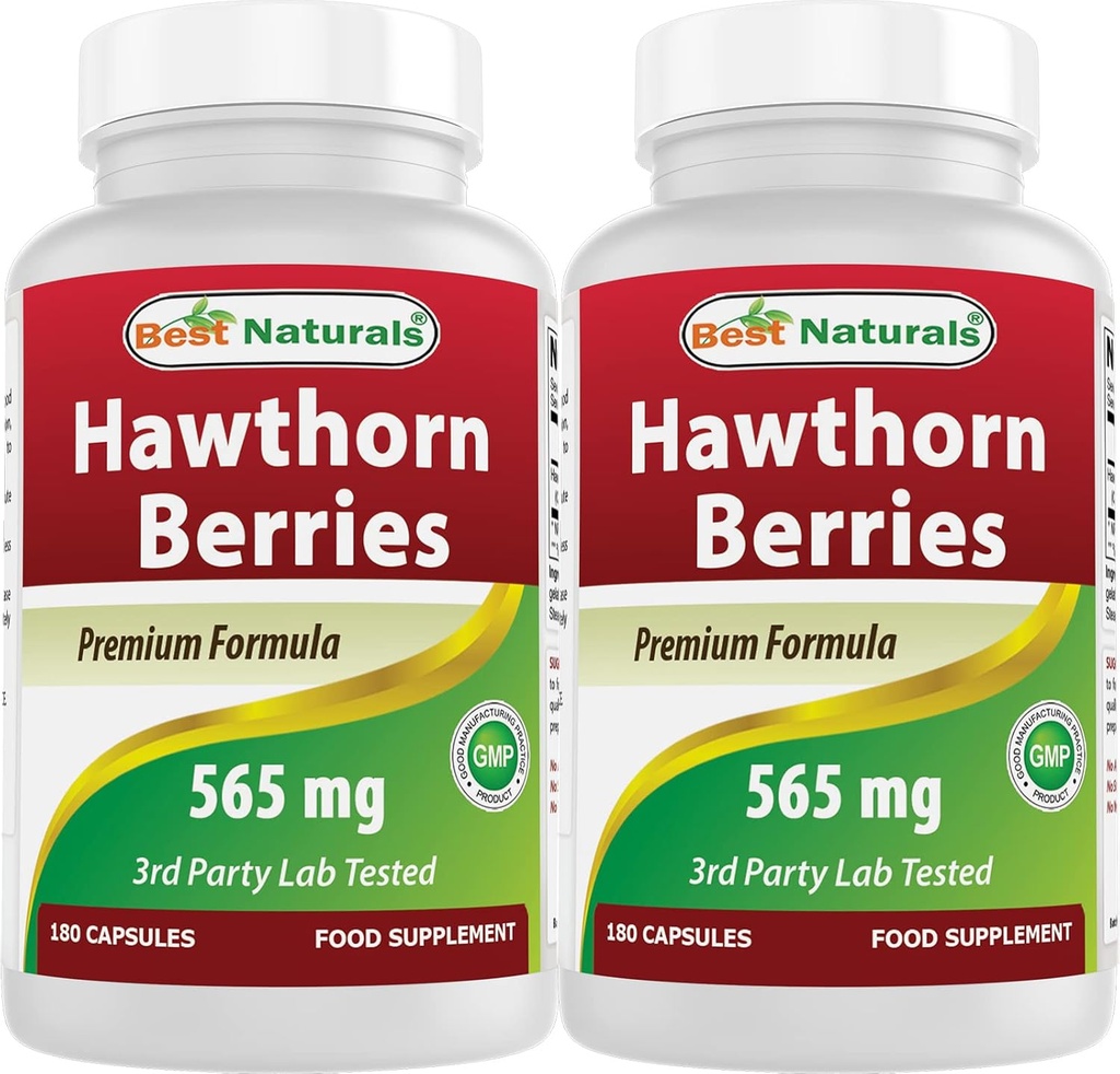 Best Naturals Hawthorn Berry 565 mg 180 Capsules (180 Count (Pack of 2)) 2