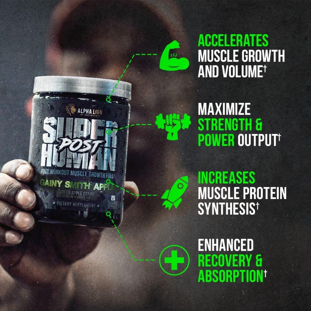 ALPHA LION Superhuman Pre Workout Powder & Post Workout Recovery Bundle, Sustained Energy & Focus + Lean Muscle Growth, Strength & Volume (Muscle Melon & Gainy Smith Apple) 4