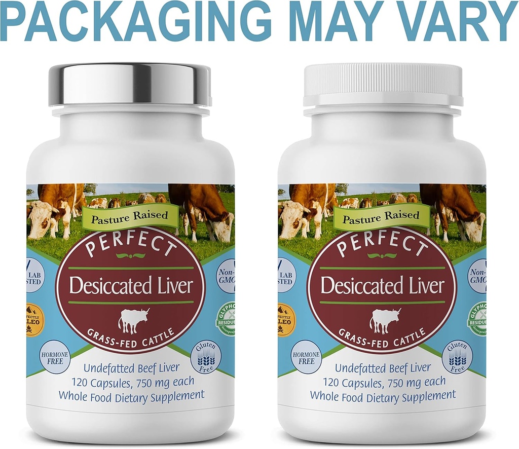 Perfect Supplements – Perfect Desiccated Liver – 120 Capsules – Undefatted Beef Liver – Natural Source of Protein, Iron, Vitamins A & B – 3 Pack 3