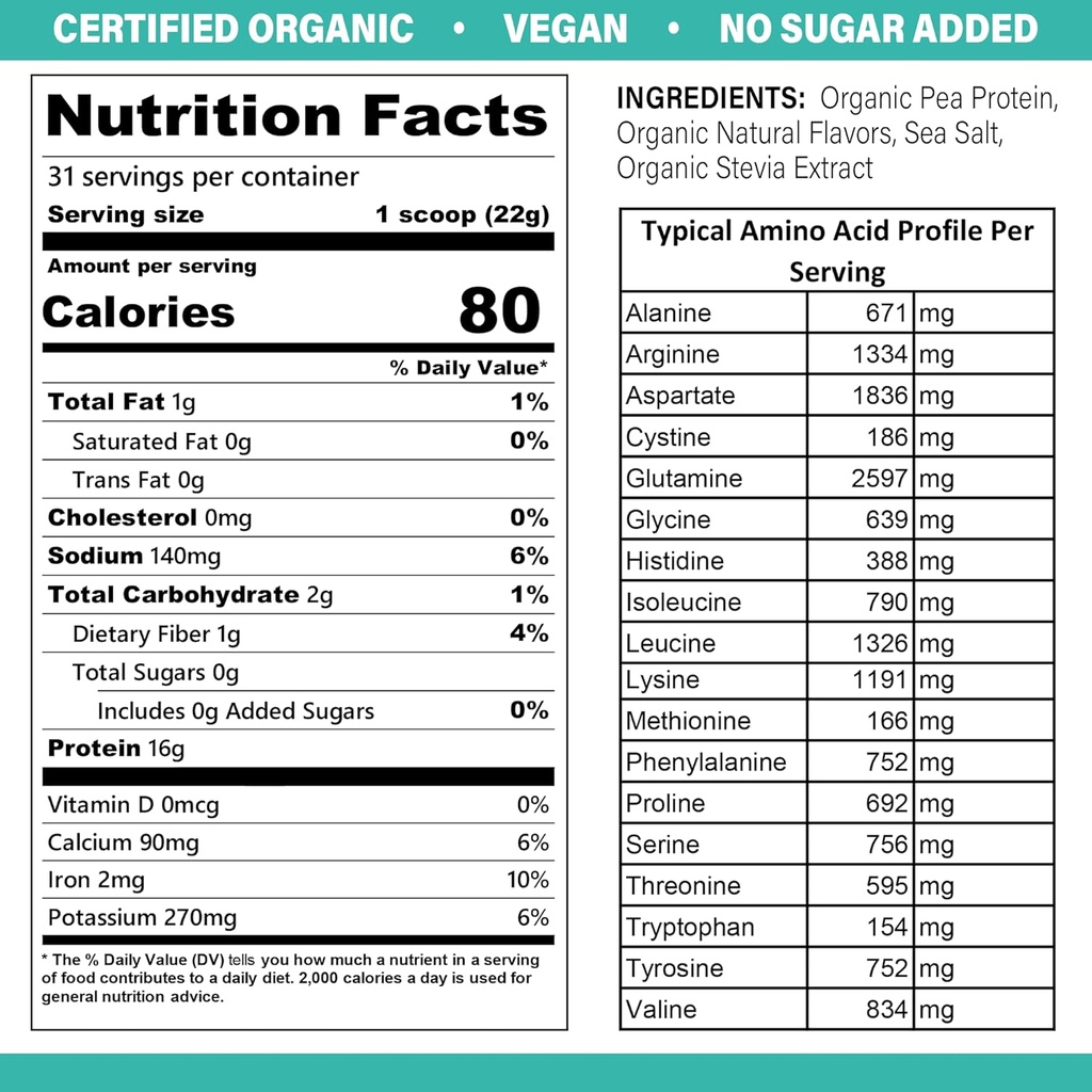 JAYROBB Organic Vegan Vanilla Pea Protein 3