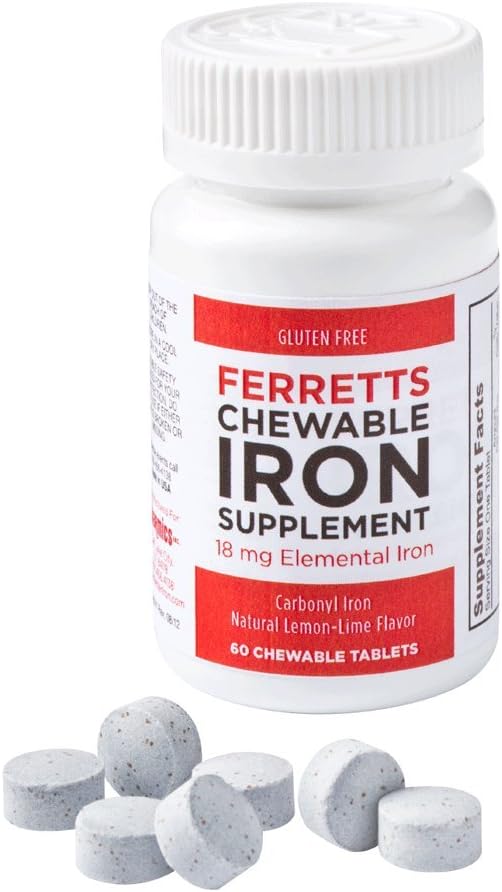 Ferretts Chewable Iron Supplement 18mg (Carbonyl Iron) - 60-Day Supply of Lemon-Lime Flavored Iron Chewables for Iron Deficiency - Gentle & Non-Constipating Iron Supplement Chewables (60ct.) 2
