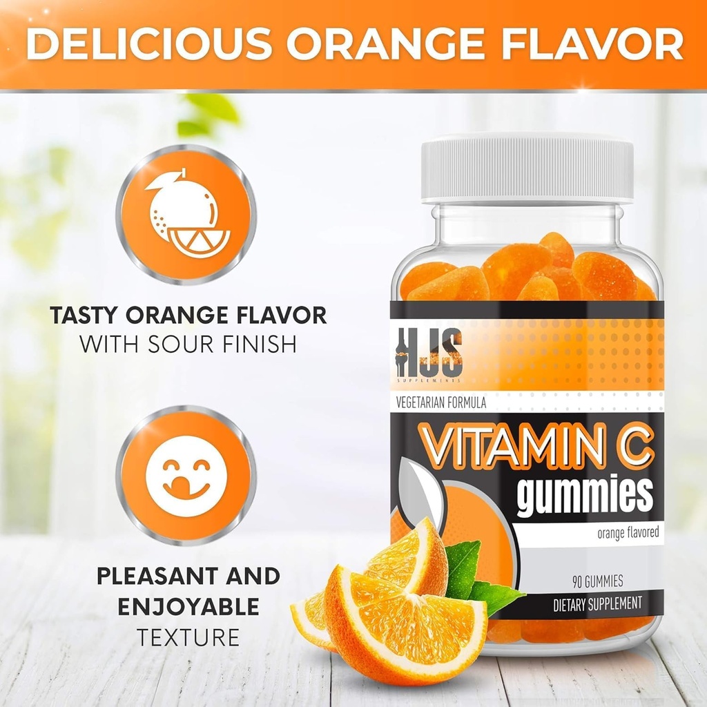 Vitamin C Gummies | Chewable Orange Flavored | Immune Support | Heart Health | Gluten-Free & Vegetarian | Vitamin C Gummies for Adults & Kids- 90 Count 3