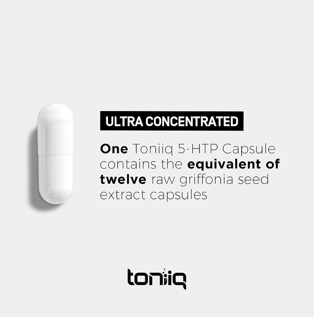 Toniiq Ultra High Strength 5HTP Capsules - 99%+ Highly Purified and Bioavailable - 12:1 Concentrated Extract - 200mg - 90 Veggie Capsules 5