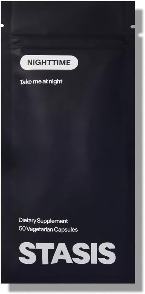 Stasis Nighttime - Calm and Sleep Capsules to Pair with Stimulant - Skullcap, Magnolia Bark, Magnesium for Sleep, and Astaxanthin Supplements for Relaxation and Mood Support - 25 Servings 2