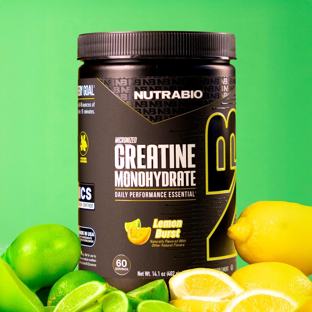 NutraBio Pure Micronized Creatine Monohydrate Powder Supplement, Lemon Burst, (300 g) - Supports Bulk Muscle Energy, Recovery, and Strength - HPLC Tested Creatine Powder Supplement for Men and Women 6