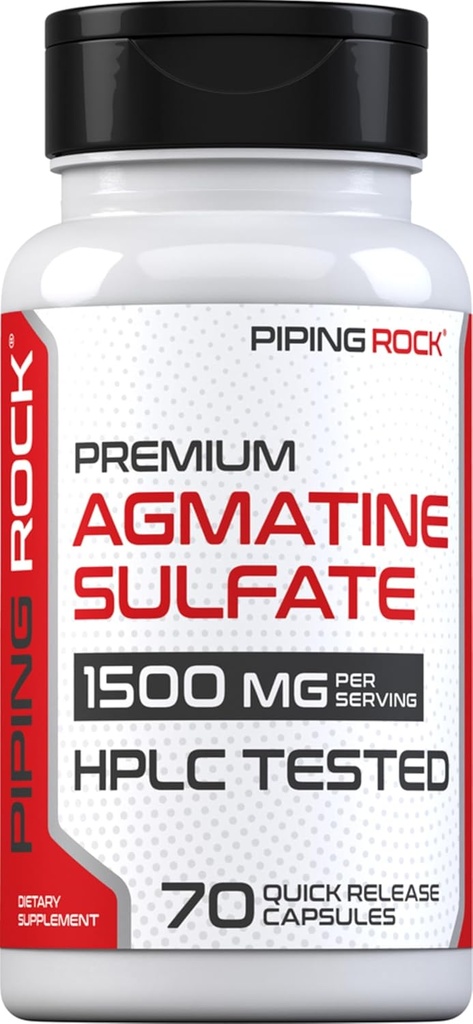 Piping Rock Agmatine Sulfate Capsules | 1500mg | 70 Pills | Premium Grade Supplement | Non-GMO, Gluten Free 2