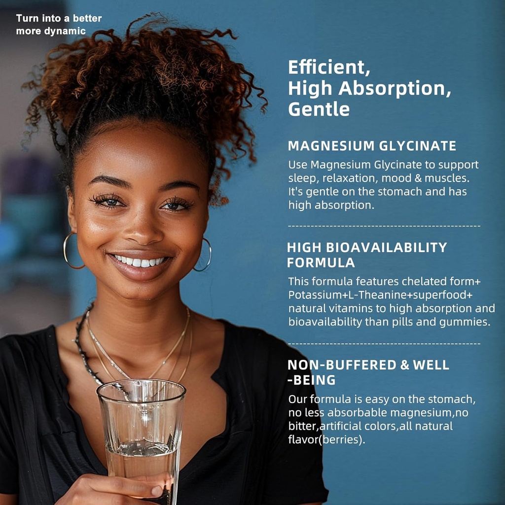 Magnesium Glycinate Liquid Drop - Triple Absorption Supplement to Support Nerves, Sleep, Calm, Heart, Muscles * -Sugar-Free with Potassium, L-Theanine, Sea Moss，Vitamin B,C,D3, K2-1Pack 4