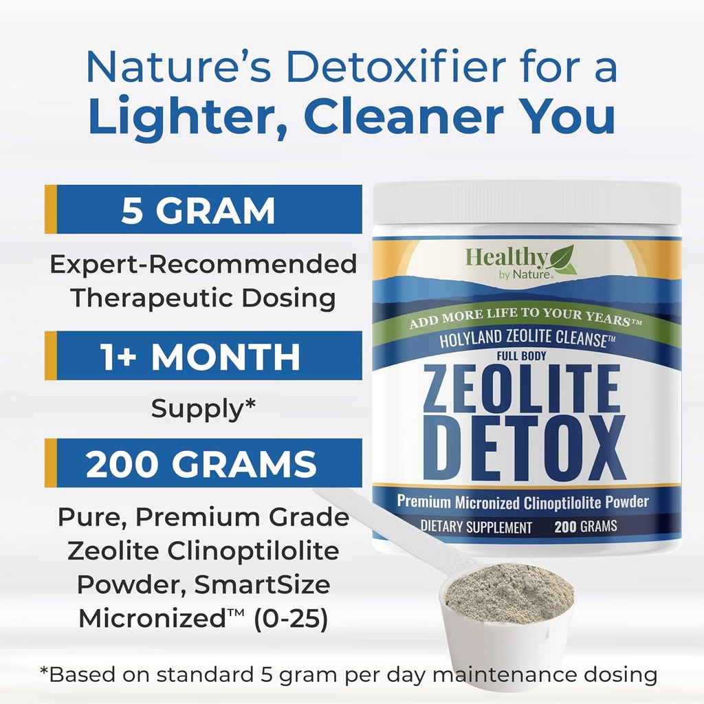 HolyLand Zeolite Cleanse - Zeolite Detox Powder (7.05oz 200 Gram) - Clinoptilolite Natural Activated - Micronized 0-25 - Full Body Detox for Women, Men - Supports Energy, Focus, Immunity, Gut Health 3