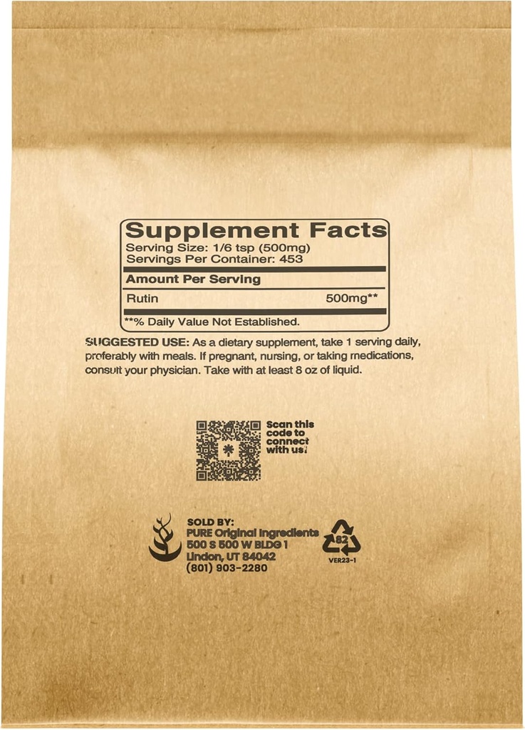 PURE ORIGINAL INGREDIENTS Rutin Powder (8 oz) Always Pure, No Additives Or Fillers, Lab Verified 3