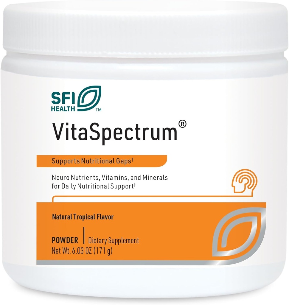 Klaire Labs SFI Health VitaSpectrum Powder - Children's Multivitamin/Mineral with 23 Essential Nutrients, Tropical Flavor for Kids, No Copper, Iron, Gluten or Casein (171 G / 30 Servings) 2
