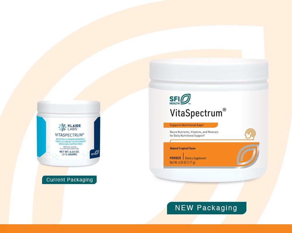 Klaire Labs SFI Health VitaSpectrum Powder - Children's Multivitamin/Mineral with 23 Essential Nutrients, Tropical Flavor for Kids, No Copper, Iron, Gluten or Casein (171 G / 30 Servings) 3